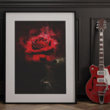 Eine rote Rose Aquarell auf schwarzem Hintergrund