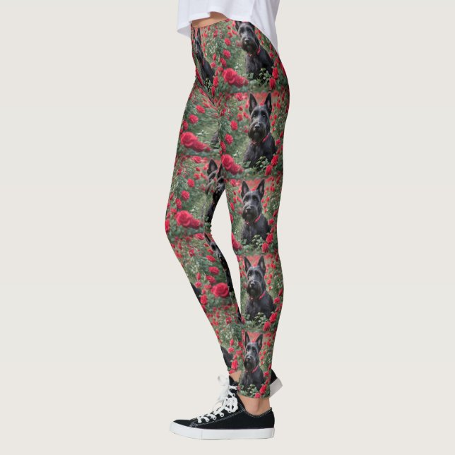 "Eine Rote Rose für den Schwarzen Schottischen Rei Leggings (Links)