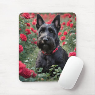 "Eine Rote Rose für den Schwarzen Schottischen Rei Mousepad