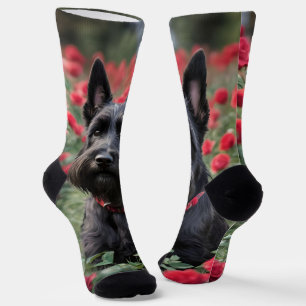 "Eine Rote Rose für den Schwarzen Schottischen Rei Socken