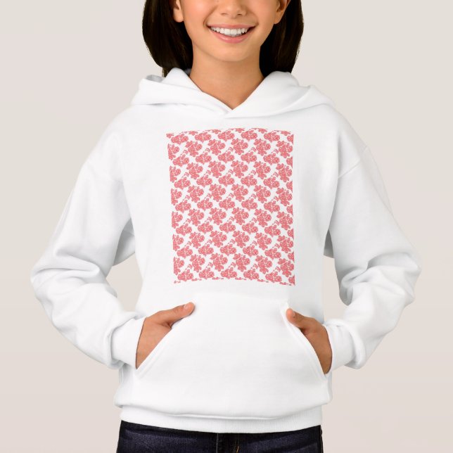 eine rote und weiße Blume auf weißem Hintergrund Hoodie (Vorderseite)