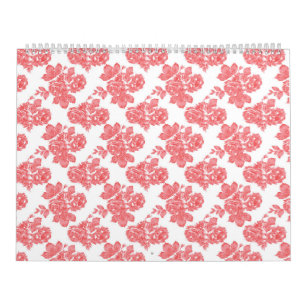 eine rote und weiße Blume auf weißem Hintergrund Kalender