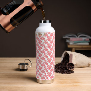 eine rote und weiße Blume auf weißem Hintergrund Trinkflasche
