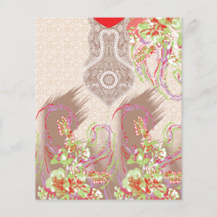 eine rote Vase mit Blume darauf. Flyer