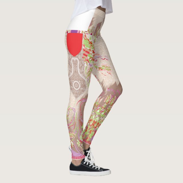 eine rote Vase mit Blume darauf. Leggings (Rechts)