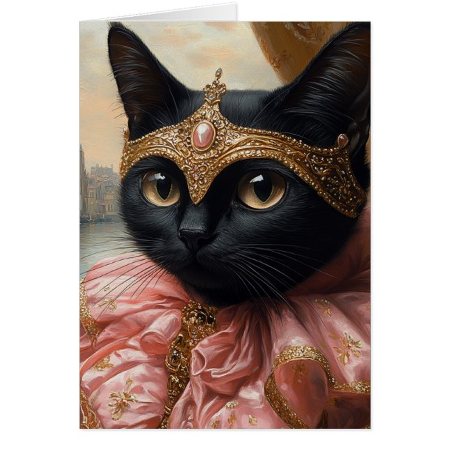 Eine Royal Black Cat in Rosa und Gold (Vorne)
