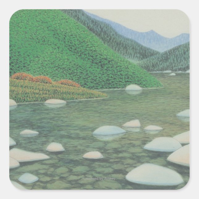 Eine ruhige Ecke auf den Bergen Quadratischer Aufkleber (Vorderseite)