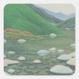 Eine ruhige Ecke auf den Bergen Quadratischer Aufkleber