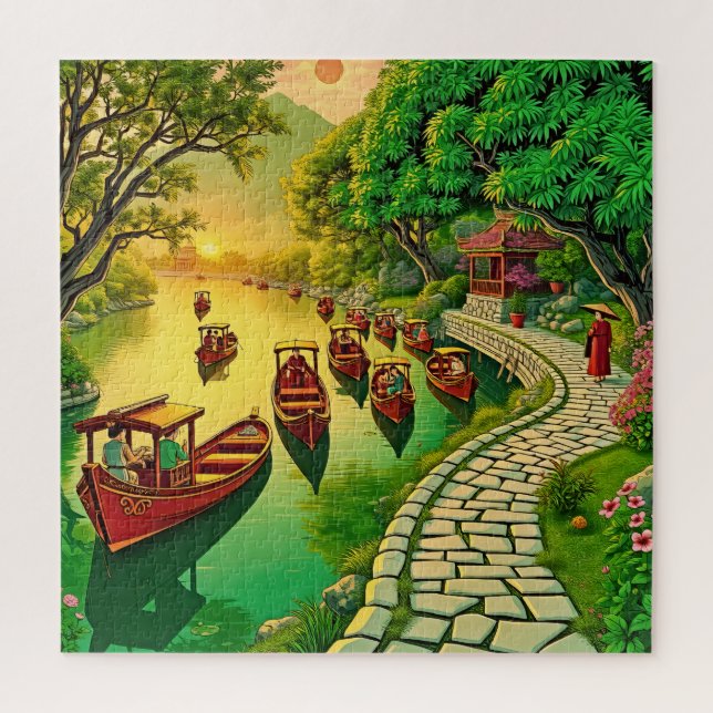 Eine ruhige Flusslandschaft Puzzle (Vertikal)