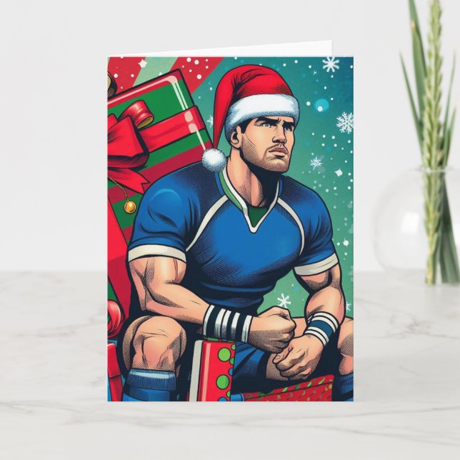 Eine ruhmby Christmas - Rugby Grußkarte Feiertagskarte (Vorderseite)