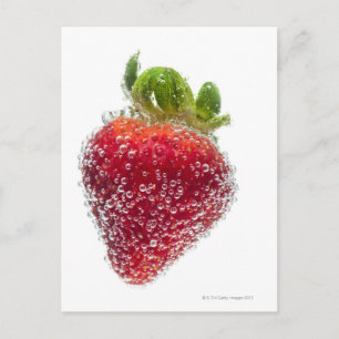 Eine saftig reifen Bio Strawberry Frucht untergeta Postkarte