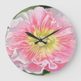 Eine sanfte rosa und crèmefarbene Stockrose_0165 Große Wanduhr
