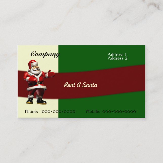 Eine Santa Business Card mieten Visitenkarte (Vorderseite)