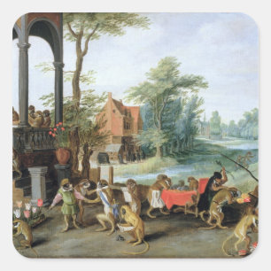 Eine Satire der Torheit von Tulip Mania Quadratischer Aufkleber