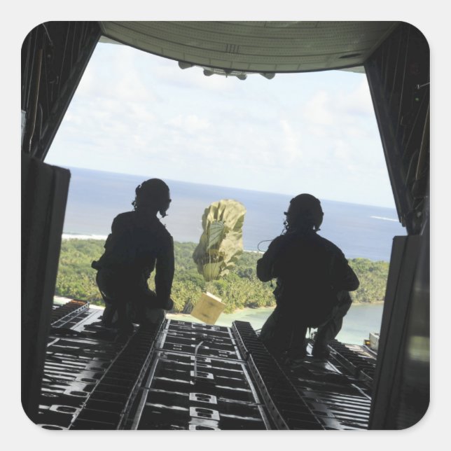 Eine Schachtel humanitärer Güter Quadratischer Aufkleber (Vorderseite)