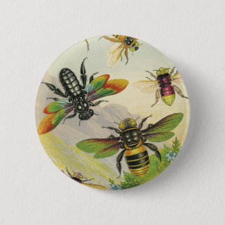 Eine Schar wunderschöner Bienen-Schaltfläche Button