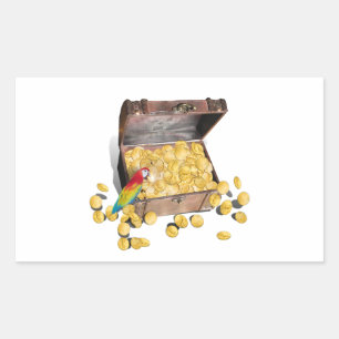 Eine Schatztruhe für Piraten (Hintergrundfarbe hin Rechteckiger Aufkleber