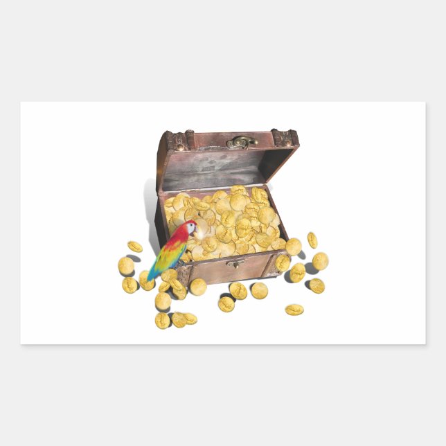 Eine Schatztruhe für Piraten (Hintergrundfarbe hin Rechteckiger Aufkleber (Vorderseite)