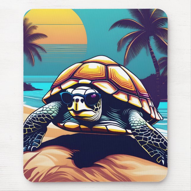Eine Schildkröte mit Sonnenbrille Mousepad (Vorne)