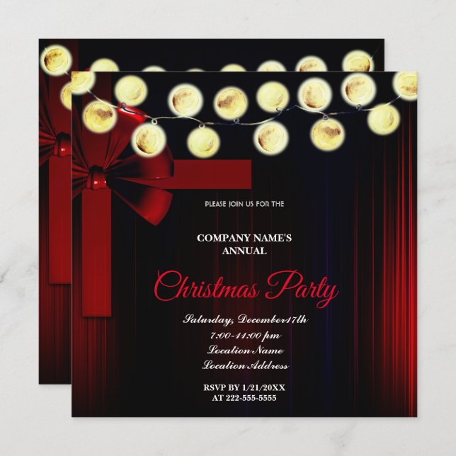 Eine schlichte elegante Weihnachts-Party Einladung (Vorne/Hinten)