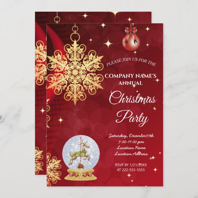 Eine schlichte, elegante Weihnachtsfeier Einladung (Vorne/Hinten)