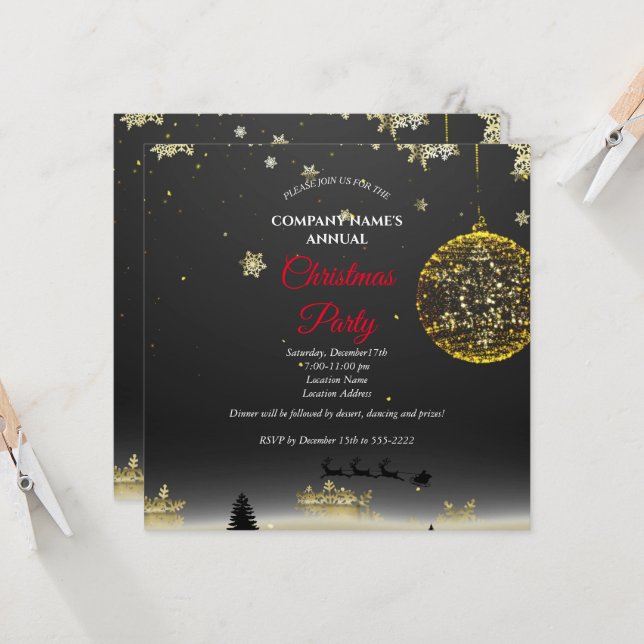 Eine schlichte, elegante Weihnachtszeit-Party Einl (Vorderseite/Rückseite Beispiel)