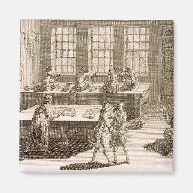 Eine Schneiderwerkstatt aus der "Encyclopedie des  Magnet (Vorne)
