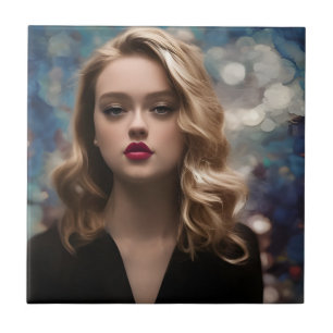 Eine schöne Blonde-Frau Fliese