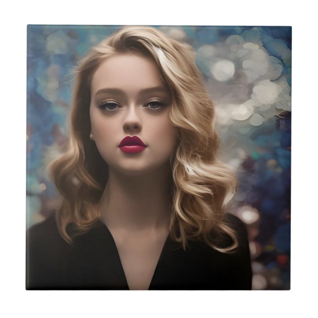 Eine schöne Blonde-Frau Fliese (Vorderseite)