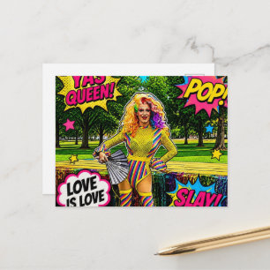Eine schöne bunte Drag Queen Pop Art Postkarte