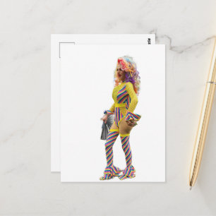 Eine schöne farbenfrohe Drag Queen Postkarte