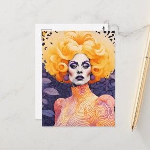 Eine schöne farbenfrohe Drag Queen Postkarte