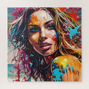 Eine schöne Frau am Strand Puzzle