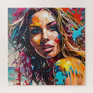 Eine schöne Frau am Strand Puzzle