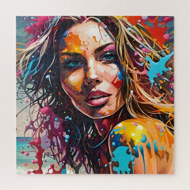 Eine schöne Frau am Strand Puzzle (Vertikal)