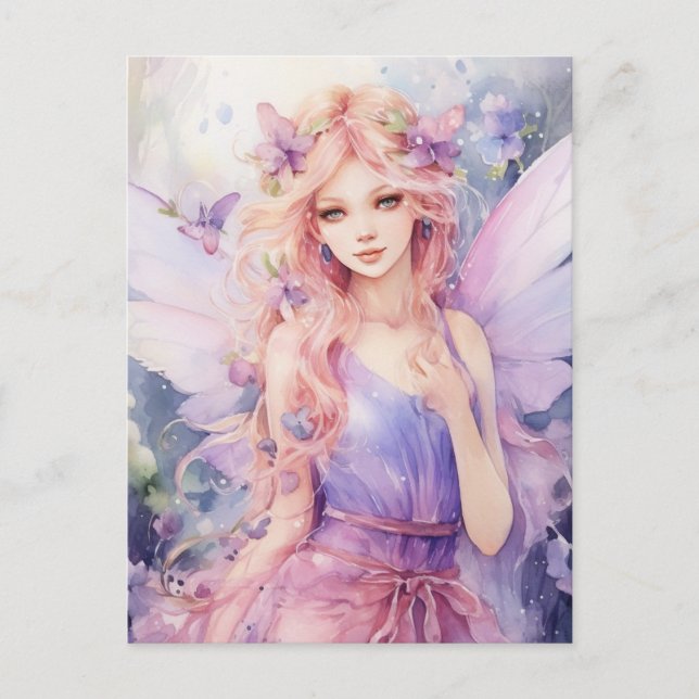 Eine schöne Frühlingsfee Postkarte (Vorderseite)