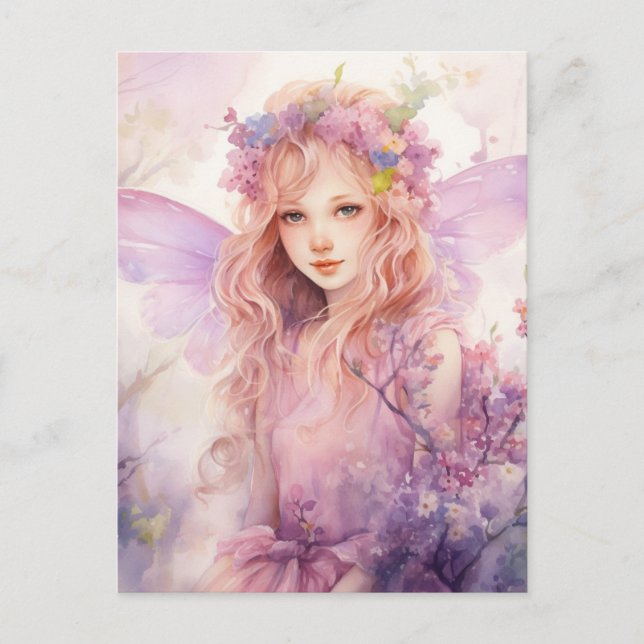 Eine schöne Frühlingsfee Postkarte (Vorderseite)