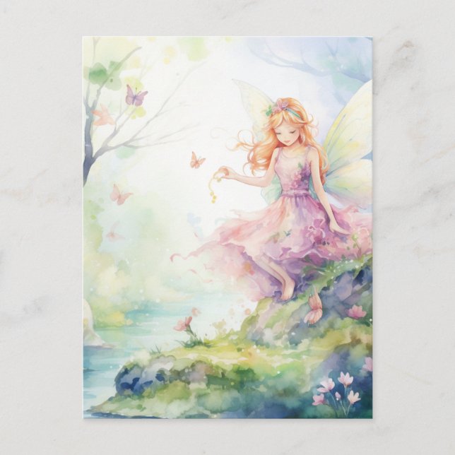 Eine schöne Frühlingsfee Postkarte (Vorderseite)