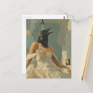 Eine schöne Krähe in der Dusch-Collage Postkarte