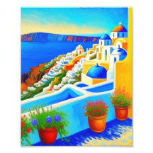 Eine schöne Malerei der Insel Santorini