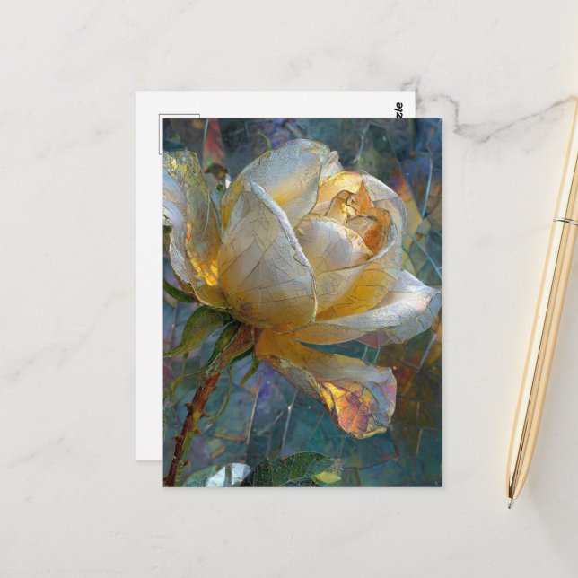 Eine schöne Rose Postkarte (Vorderseite/Rückseite Beispiel)