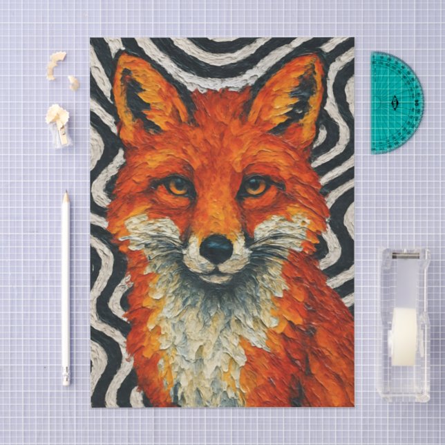 Eine schöne rote Fuchs-Decoupage Seidenpapier (Handwerk)
