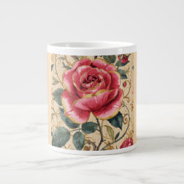 Eine schöne schockierend rosa Rose, Gold, Luxuriös Jumbo-Tasse