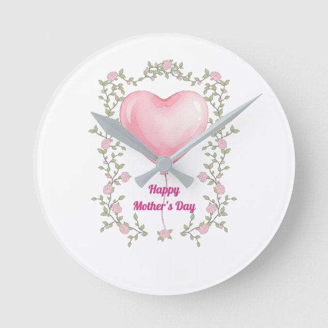 Eine schöne Uhr in Pastellrosa zum Muttertag (Vorderseite)