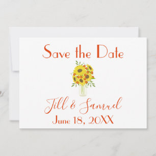 Eine schöne Vase der Sonnenblumen Save The Date