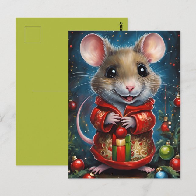 Eine schöne Weihnachtsmaus Postkarte (Vorne/Hinten)