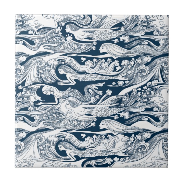 Eine Schule des Meerjungfrau-Schwimmens vorbei Fliese (Vorderseite)