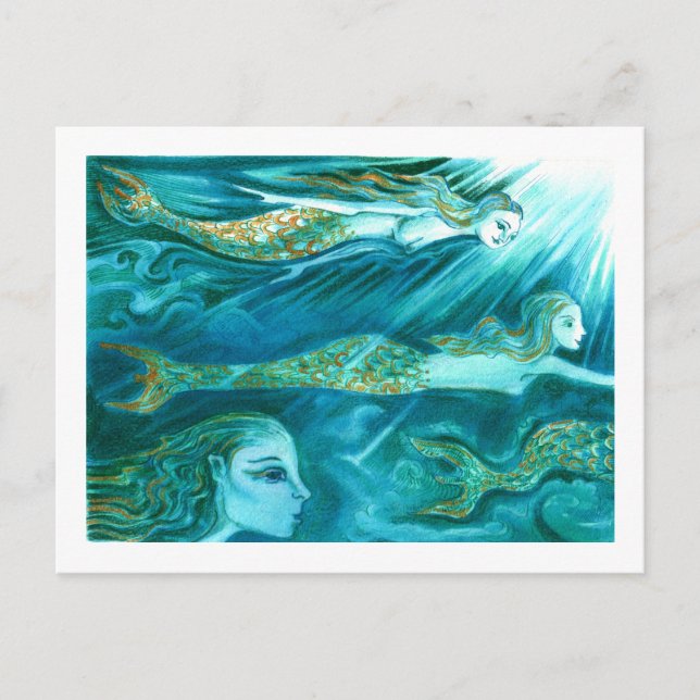 Eine Schule für Meerjungfrauen schwimmt bei Postkarte (Vorderseite)