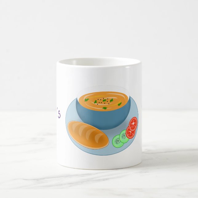 Eine Schüssel Abendessenssuppe mit Brot Kaffeetasse (Mittel)