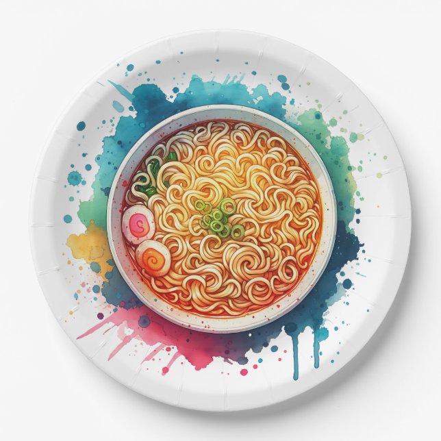Eine Schüssel Ramen Noodles Pappteller (Vorderseite)